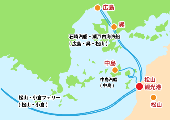 松山観光港へのアクセスマップ